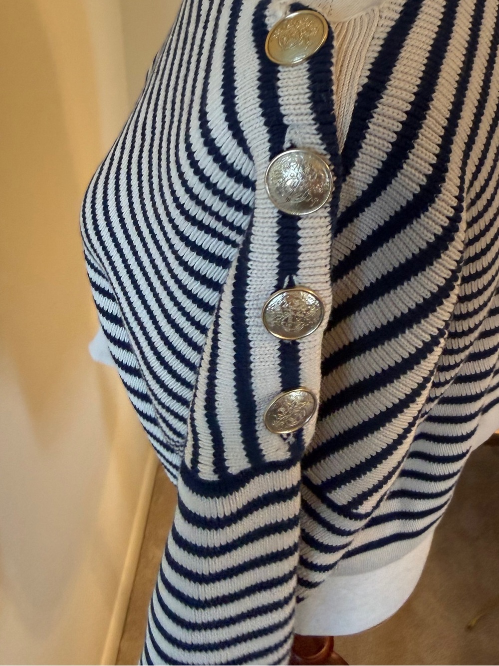 Sezane EUC Daisy Sweater Navy/Natural Sailor Stripes SZ S 🇫🇷! - Picture 5 of 9